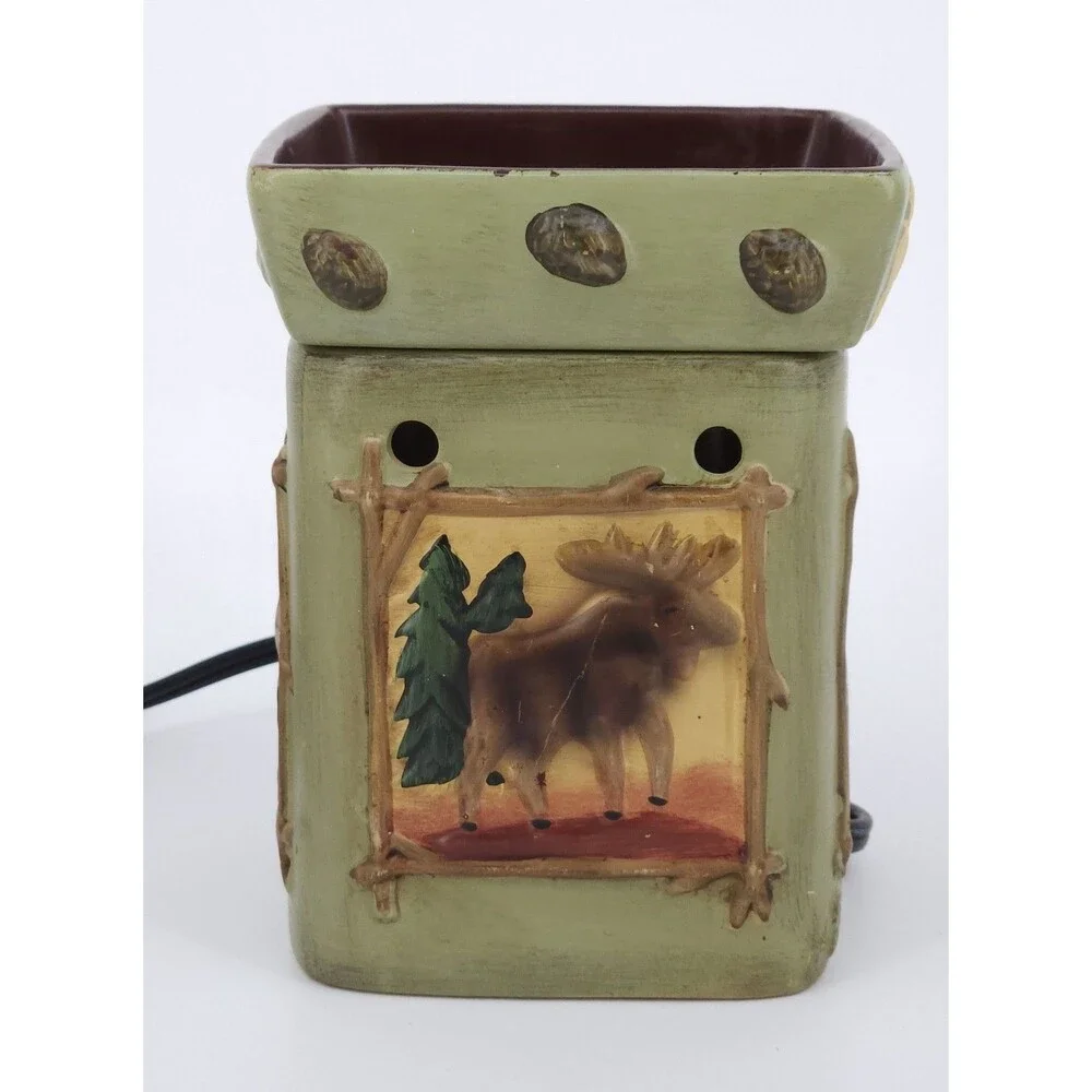 Retired Scentsy Lodge Ceramic Warmer Pack Woodland Wilderness Bear Trout Tree